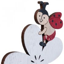 Tappi per fiori in legno deco coccinella decorazione estiva 8x10cm 9pz