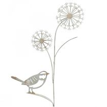 Spina fiore in metallo deco allium uccello bianco 20×52cm