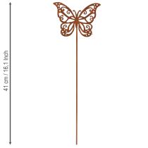 Prodotto Paletti decorativi in metallo a forma di fiore, effetto ruggine, decorazione a farfalla, 10×7 cm, 3 pezzi