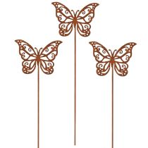 Prodotto Paletti decorativi in metallo a forma di fiore, effetto ruggine, decorazione a farfalla, 10×7 cm, 3 pezzi