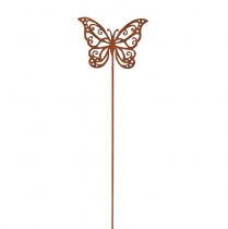 Prodotto Tappo fiore in metallo ruggine decorazione farfalla 10x7cm