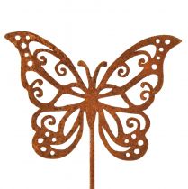Prodotto Decorazione a farfalla con tappo a forma di fiore in metallo ruggine 10×7cm 3 pezzi