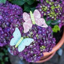 Spilla fiore farfalla legno 18 cm 12 pezzi