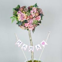 Bouquet dalia e protea, fiori di seta, decoro estivo L25cm