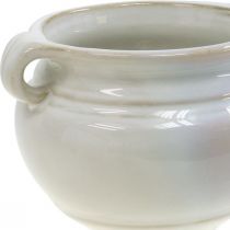 Fioriera con manico cachepot portavasi in ceramica bianco Ø12cm