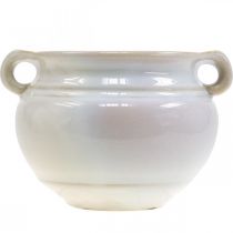 Prodotto Vaso da fiori con manico cachepot portavaso in ceramica bianco Ø10cm