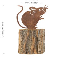 Prodotto Vaso da fiori in legno con corteccia e ruggine di topo H24cm