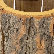 Prodotto Vaso da fiori in legno con corteccia e ruggine di topo H24cm