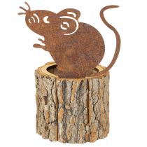 Prodotto Vaso da fiori in legno con corteccia e ruggine di topo H24cm