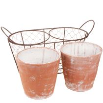 Prodotto Vaso da fiori in ceramica con cestino in filo di terracotta marrone L38,5cm