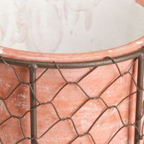 Prodotto Vaso da fiori cesto in rete di ceramica metallo marrone Ø30cm H11,5cm