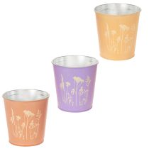 Prodotto Vaso rotondo color pastello con motivo floreale per piante da interno, 12 cm, 3 pezzi