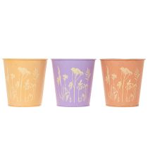 Prodotto Coprivasi in metallo con motivi floreali pastello 10 cm set 3 pezzi