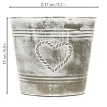 Prodotto Vaso da fiori shabby chic, in metallo, a forma di cuore, Ø17,5 cm, H15,5 cm