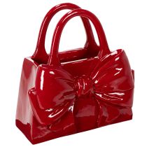 Prodotto Vaso decorativo a forma di borsetta con fiocco, lucido, 22 cm