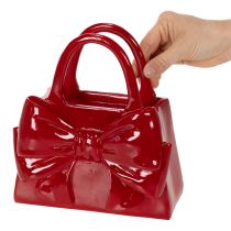 Prodotto Vaso decorativo a forma di borsetta con fiocco, lucido, 22 cm