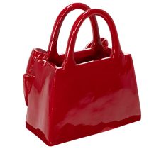 Prodotto Vaso decorativo a forma di borsetta con fiocco, lucido, 22 cm