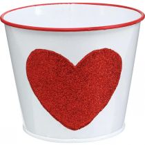 Prodotto Fioriera bianca con cuore in vaso rosso Ø13cm H10.5cm