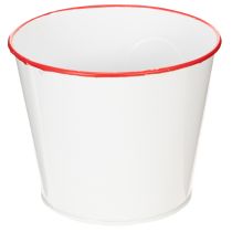 Prodotto Vaso da fiori bianco con cuore rosso, fioriera, Ø13cm H10.5cm