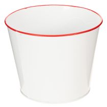 Prodotto Vaso da fiori bianco con cuore rosso, fioriera, Ø18cm H13.5cm