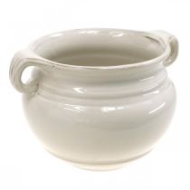 Fioriera con Manico Fioriera Vaso per Piante in Ceramica Bianco Ø18cm