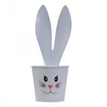 Fioriera coniglio fioriera in metallo bianco decorazione pasquale Ø8cm H20,5cm 4 pezzi