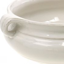 Fioriera con Manico Fioriera Vaso per Piante in Ceramica Bianco Ø22cm
