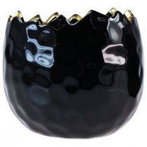 Prodotto Vaso da fiori Uovo in ceramica nero Vaso per piante nero Ø12 cm 2 pezzi
