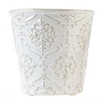 Prodotto Vaso da fiori fioriera in ceramica bianco crema beige Ø13,5 cm 2 pezzi