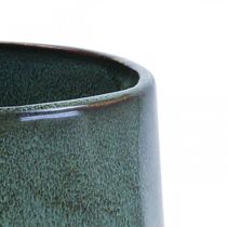 Vaso Fioriera Fioriera In Ceramica Verde Esagonale Ø18cm H15cm