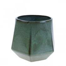 Prodotto Vaso da fiori fioriera in ceramica verde esagonale Ø14cm H12cm