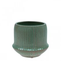 Prodotto Vaso da fiori fioriera in ceramica scanalature verde Ø10cm H8.5cm