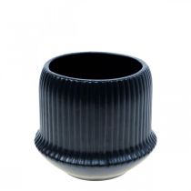 Prodotto Vaso da fiori fioriera in ceramica scanalature nero Ø10cm H8.5cm