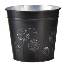 Vaso da fiori fioriera in metallo nero argento Ø12,5 cm H11,5 cm