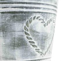 Vaso per fiori shabby chic cuore in metallo Ø17,5 cm H15,5 cm