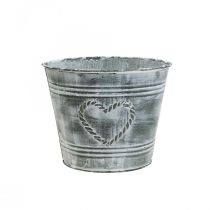 Vaso fioriera fioriera shabby chic cuore in metallo Ø17cm H13.5cm