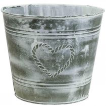 Vaso fioriera fioriera shabby chic cuore in metallo Ø22cm H17.5cm