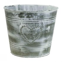 Vaso per fiori shabby chic cuore in metallo Ø17,5 cm H15,5 cm