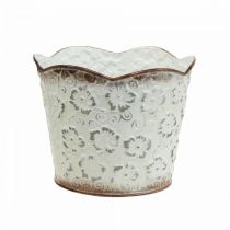 Vaso da fiori portavaso in metallo bianco portavaso Ø13cm H11.5cm