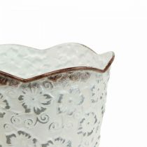 Vaso da fiori portavaso in metallo bianco portavaso Ø13cm H11.5cm