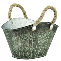 Prodotto Vaso da fiori con manici borsa in metallo iuta 19×13,5×13,5 cm