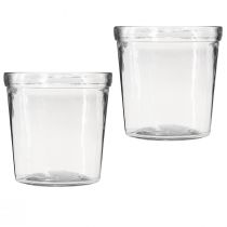 Prodotto Vaso da fiori in vetro trasparente conico Ø12cm H12,5cm 2 pezzi