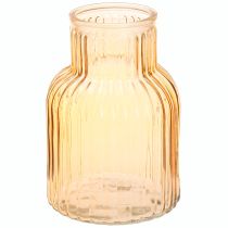Prodotto Vaso per fiori in vetro con scanalature retrò arancioni Ø13,5cm H20cm