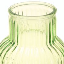Prodotto Vaso per fiori retrò in vetro verde con scanalature Ø13,5cm H20cm