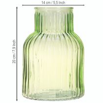 Prodotto Vaso per fiori retrò in vetro verde con scanalature Ø13,5cm H20cm