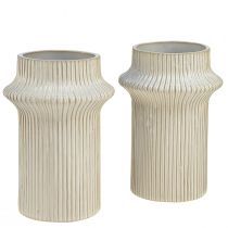 Prodotto Vaso da fiori in ceramica con motivo scanalato Ø10cm H22cm 2pz
