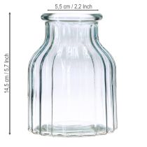 Prodotto Vasi per fiori in vetro con scanalature blu Ø11cm H14,5cm 2 pezzi