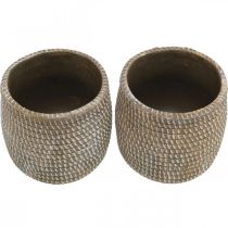 Prodotto Boho vaso di fiori cachepot in ceramica aspetto intrecciato Ø9cm H10.5cm 2pz