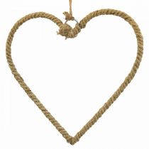 Stile boho, anello in metallo cuore anello decorativo nastro di iuta B23cm 4 pezzi