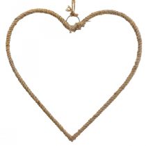 Prodotto Stile boho, anello decorativo in metallo cuore nastro di iuta L33cm 3 pezzi